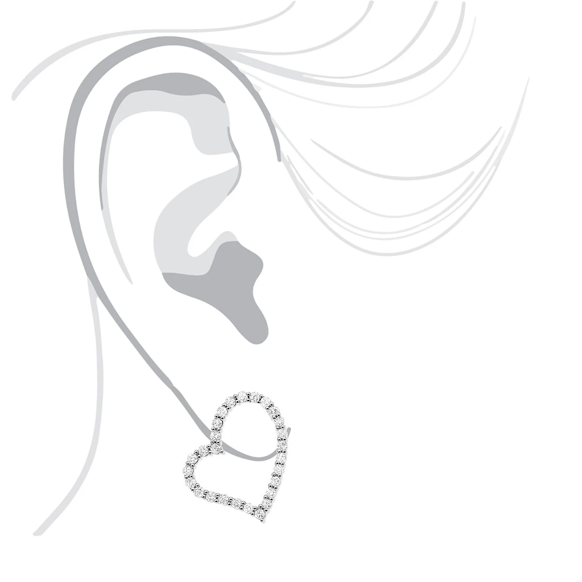 1 Carat Diamond Heart Hoop Earrings 14K White Gold 3/4 Inch Ladies Hoops 6 1 Carat Diamond Heart Hoop Earrings 14K White Gold 3/4 Inch Ladies Hoops - Image 4