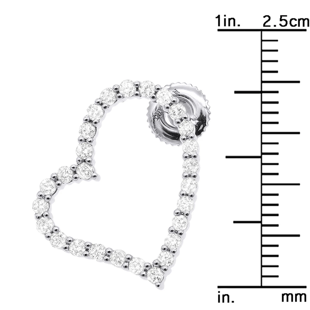 1 Carat Diamond Heart Hoop Earrings 14K White Gold 3/4 Inch Ladies Hoops 7 1 Carat Diamond Heart Hoop Earrings 14K White Gold 3/4 Inch Ladies Hoops - Image 5
