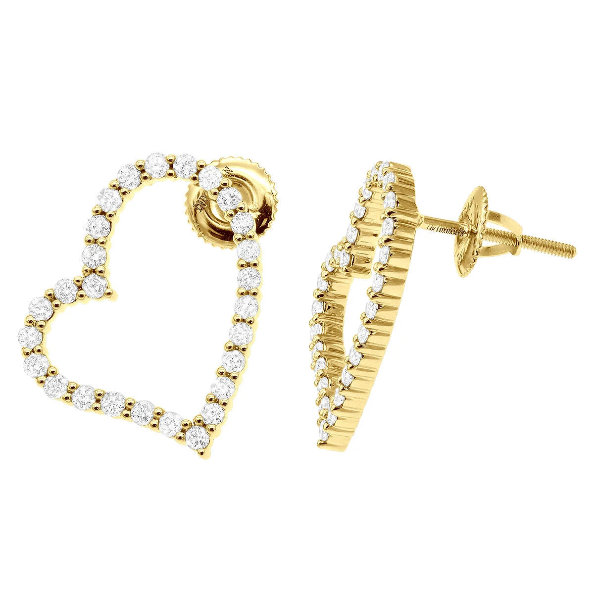 1 Carat Diamond Heart Hoop Earrings 14K White Gold 3/4 Inch Ladies Hoops 4 1 Carat Diamond Heart Hoop Earrings 14K White Gold 3/4 Inch Ladies Hoops - Image 2