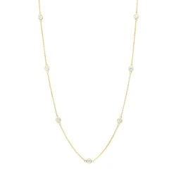 1 Carat Diamonds By The Yard Ladies Necklace Solid 14K Yellow Gold Chain For Women