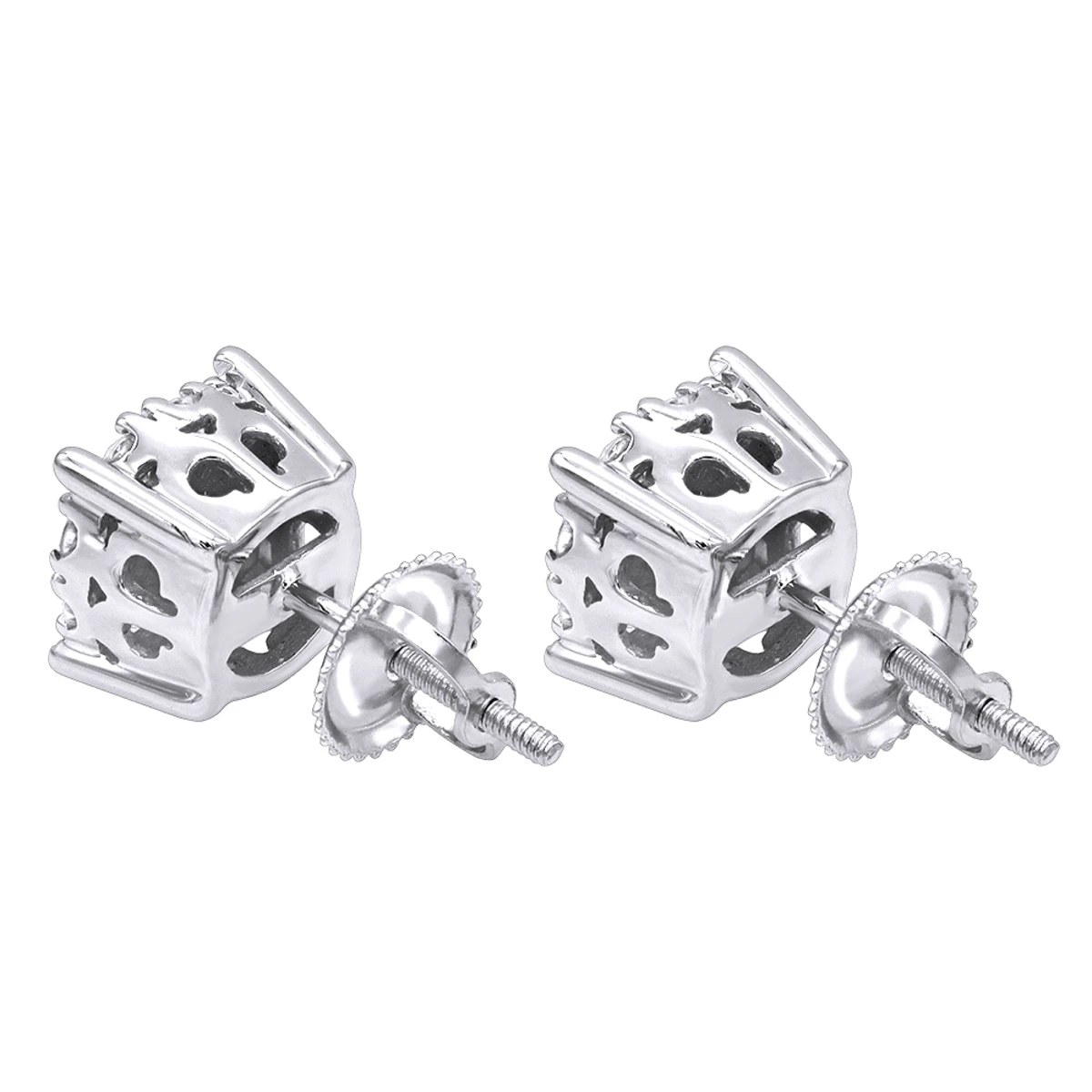 1 Carat Round Halo Diamond Cluster Stud Earrings 14K White Gold By Luxurman 6 1 Carat Round Halo Diamond Cluster Stud Earrings 14K White Gold By Luxurman - Image 4