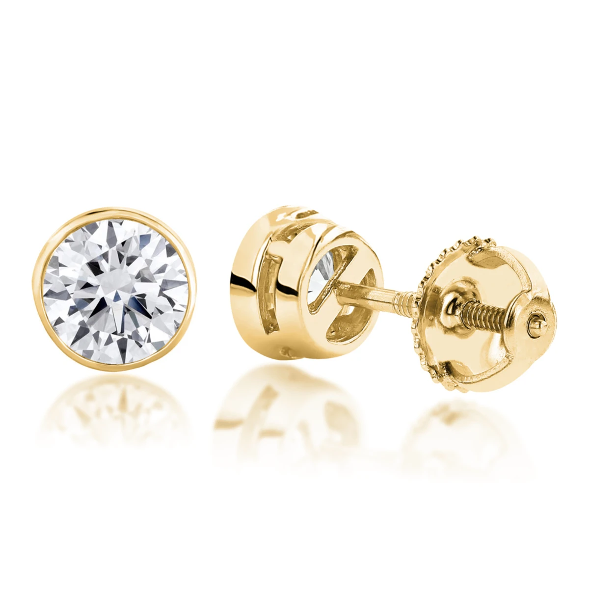 1 Ct. Diamond Stud Earrings Bezel Set Round Cut 4 1 Ct. Diamond Stud Earrings Bezel Set Round Cut - Image 2