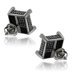 10K Black Plated Gold Black Diamond Earrings Studs 1.31ct -Invicta Jewelry Store 10k gold black diamond earrings 113ct backbl