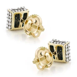10K Yellow Gold Pave Diamond Stud Earrings 0.5ct -Invicta Jewelry Store 10k pave diamond stud earrings 053ct p 41805 backye
