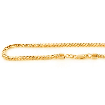 Solid 10K Yellow Gold Franco Chain For Men 26in-40in 3mm 3 Solid 10K Yellow Gold Franco Chain For Men 26in-40in 3mm