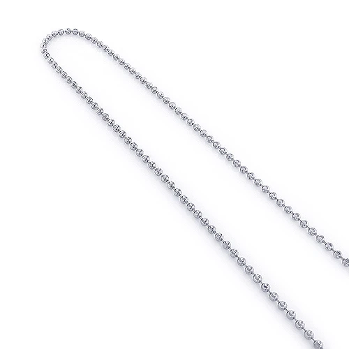 Men's 10K White Gold Moon Cut Bead Chain 3mm; 22-40in 4 Men's 10K White Gold Moon Cut Bead Chain 3mm; 22-40in - Image 2