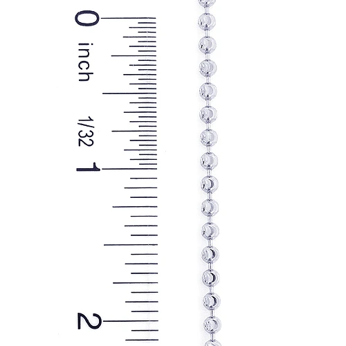 Men's 10K White Gold Moon Cut Bead Chain 3mm; 22-40in 6 Men's 10K White Gold Moon Cut Bead Chain 3mm; 22-40in - Image 4