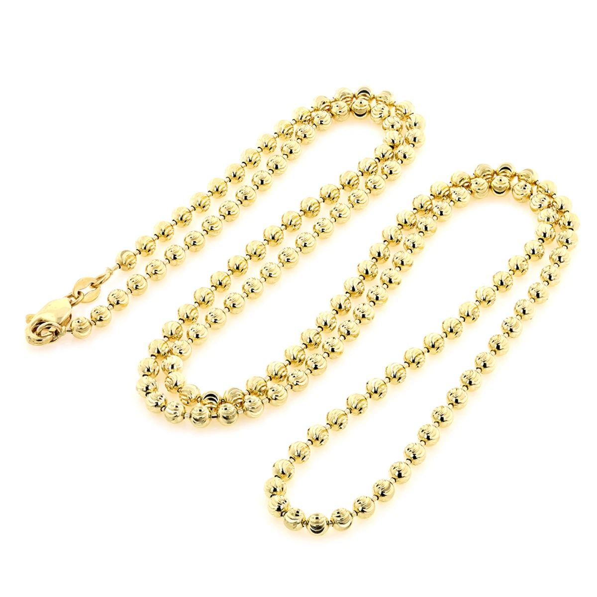 10K Yellow Gold Moon Cut Bead Chain 3mm 3 10K Yellow Gold Moon Cut Bead Chain 3mm
