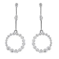 14K White Gold Diamond Circle Earrings 1.38 Ctw.