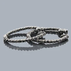 14K Black Plated Gold Black Diamond Hoop Earrings 2.20ct