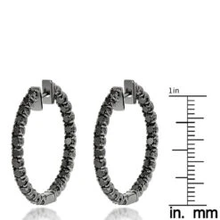 14K Black Plated Gold Black Diamond Hoop Earrings 3.15ct 9 14K Black Plated Gold Black Diamond Hoop Earrings 3.15ct -Invicta Jewelry Store 14k black diamond hoop earrings 315ct p 35673 ruler