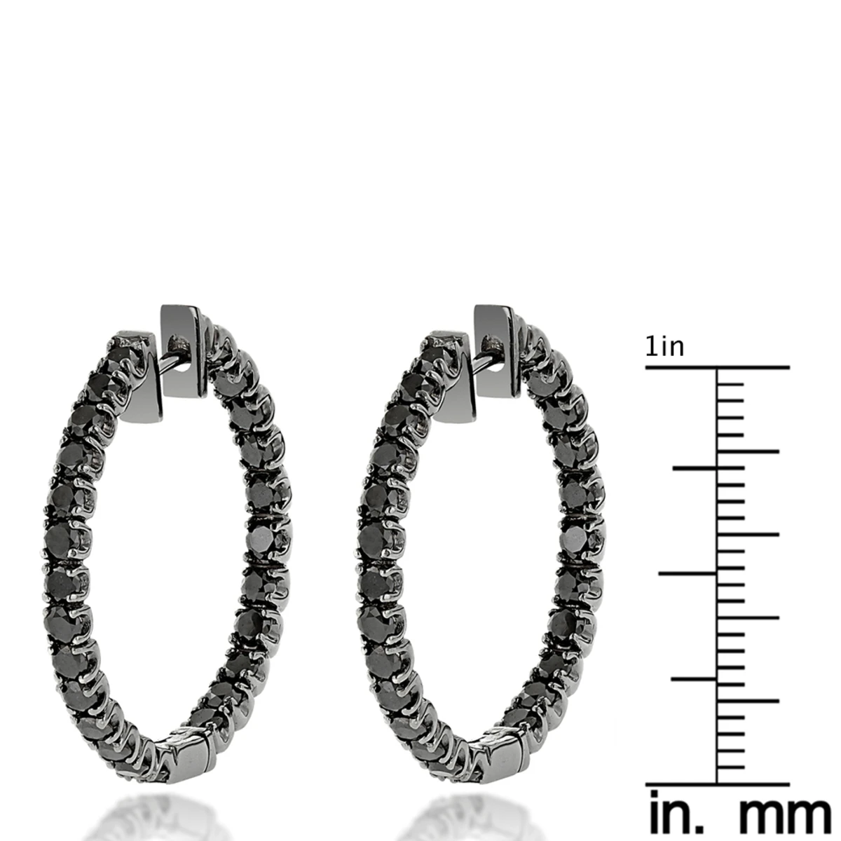 14K Black Plated Gold Black Diamond Hoop Earrings 3.15ct 6 14K Black Plated Gold Black Diamond Hoop Earrings 3.15ct - Image 4