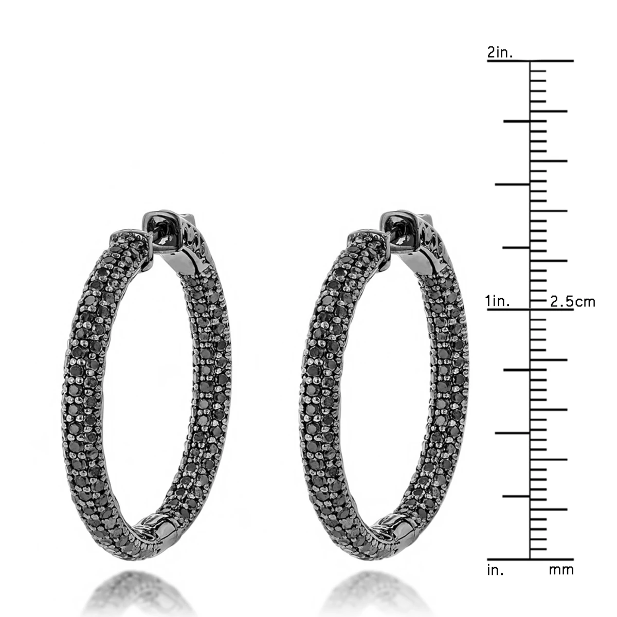 14K Black Plated Gold Black Diamond Hoop Earrings 5.91ct 9 14K Black Plated Gold Black Diamond Hoop Earrings 5.91ct - Image 7