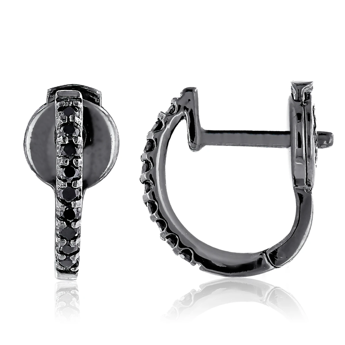 Small 14K Black Plated Gold Black Diamond Hoop Earrings 0.2ct Huggies 3 Small 14K Black Plated Gold Black Diamond Hoop Earrings 0.2ct Huggies