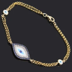 Invicta Jewelry Store -Invicta Jewelry Store 14k blue sapphire and diamond evil eye bracelet 13ct p 35840back