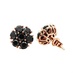 14K Black Plated Gold Cluster Black Diamond Stud Earrings 4.32ct 11 14K Black Plated Gold Cluster Black Diamond Stud Earrings 4.32ct -Invicta Jewelry Store 14k cluster black diamond stud earrings 432ct p 35681 ro