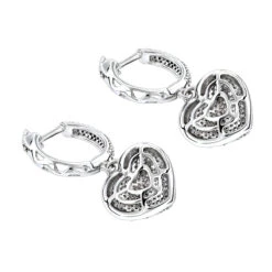 14K White Gold Dangle Diamond Heart Earrings 1 Ct -Invicta Jewelry Store 14k dangle diamond heart earrings 135ct p 22380 backwh