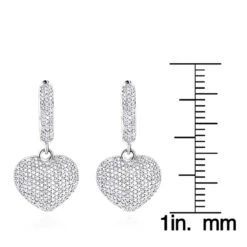 14K White Gold Dangle Diamond Heart Earrings 1 Ct -Invicta Jewelry Store 14k dangle diamond heart earrings 135ct p 22380 rulerwh