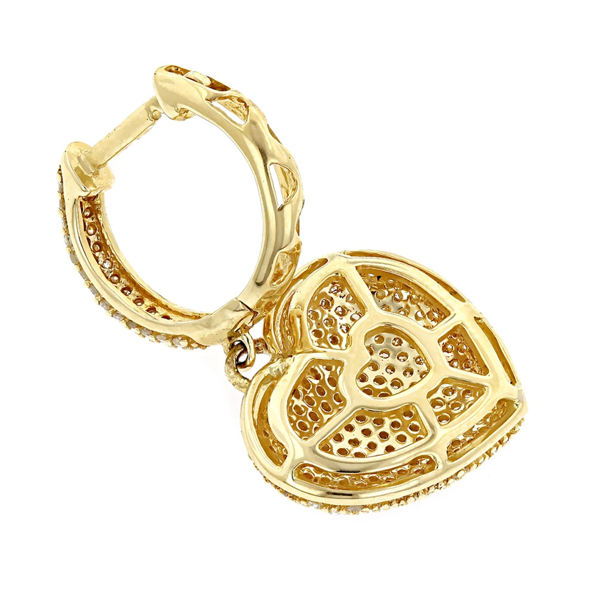 14K Yellow Gold Dangle Diamond Heart Earrings For Women 1.5ct 6 14K Yellow Gold Dangle Diamond Heart Earrings For Women 1.5ct - Image 4