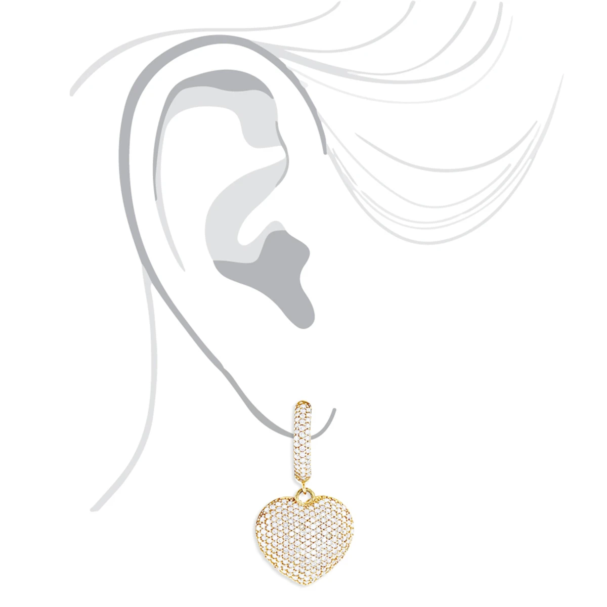 14K Yellow Gold Dangle Diamond Heart Earrings For Women 1.5ct 7 14K Yellow Gold Dangle Diamond Heart Earrings For Women 1.5ct - Image 5