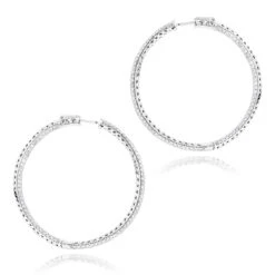 14K White Gold Dazzling 2 Inch Diamond Hoop Earrings Inside Out 7ct -Invicta Jewelry Store 14k dazzling diamond hoop earrings inside out 690ct p 6420 backwh