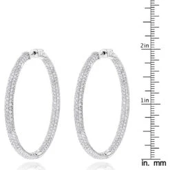 14K White Gold Dazzling 2 Inch Diamond Hoop Earrings Inside Out 7ct -Invicta Jewelry Store 14k dazzling diamond hoop earrings inside out 690ct p 6420 rulerwh