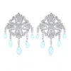 14K White Gold Diamond Chandelier Earrings Blue Topaz 0.64ct