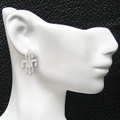 14K White Gold Diamond Chandelier Earrings Flower Motif 0.71ct -Invicta Jewelry Store 14k diamond chandelier earrings flower motif 071ct p 22333bod