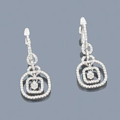 14K White Gold Diamond Dangle Earrings 0.65ct