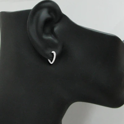 14K White Gold Diamond Heart Hoop Earrings 0.58ct 5 14K White Gold Diamond Heart Hoop Earrings 0.58ct - Image 3