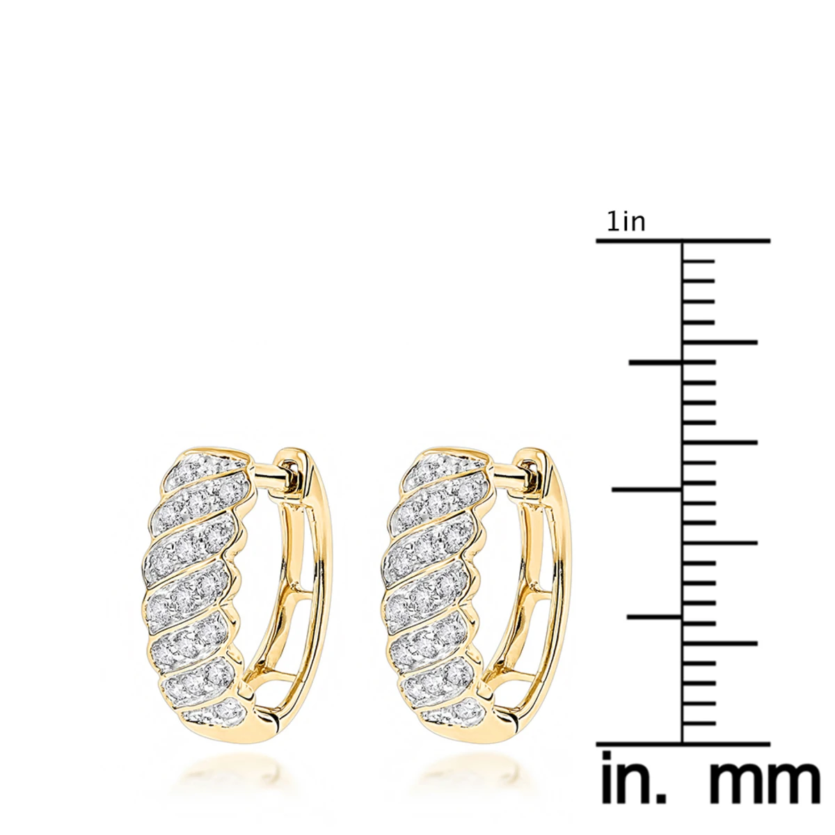 14K Yellow Gold Diamond Hoop Huggie Earrings For Women 0.65ct 10 14K Yellow Gold Diamond Hoop Huggie Earrings For Women 0.65ct - Image 8
