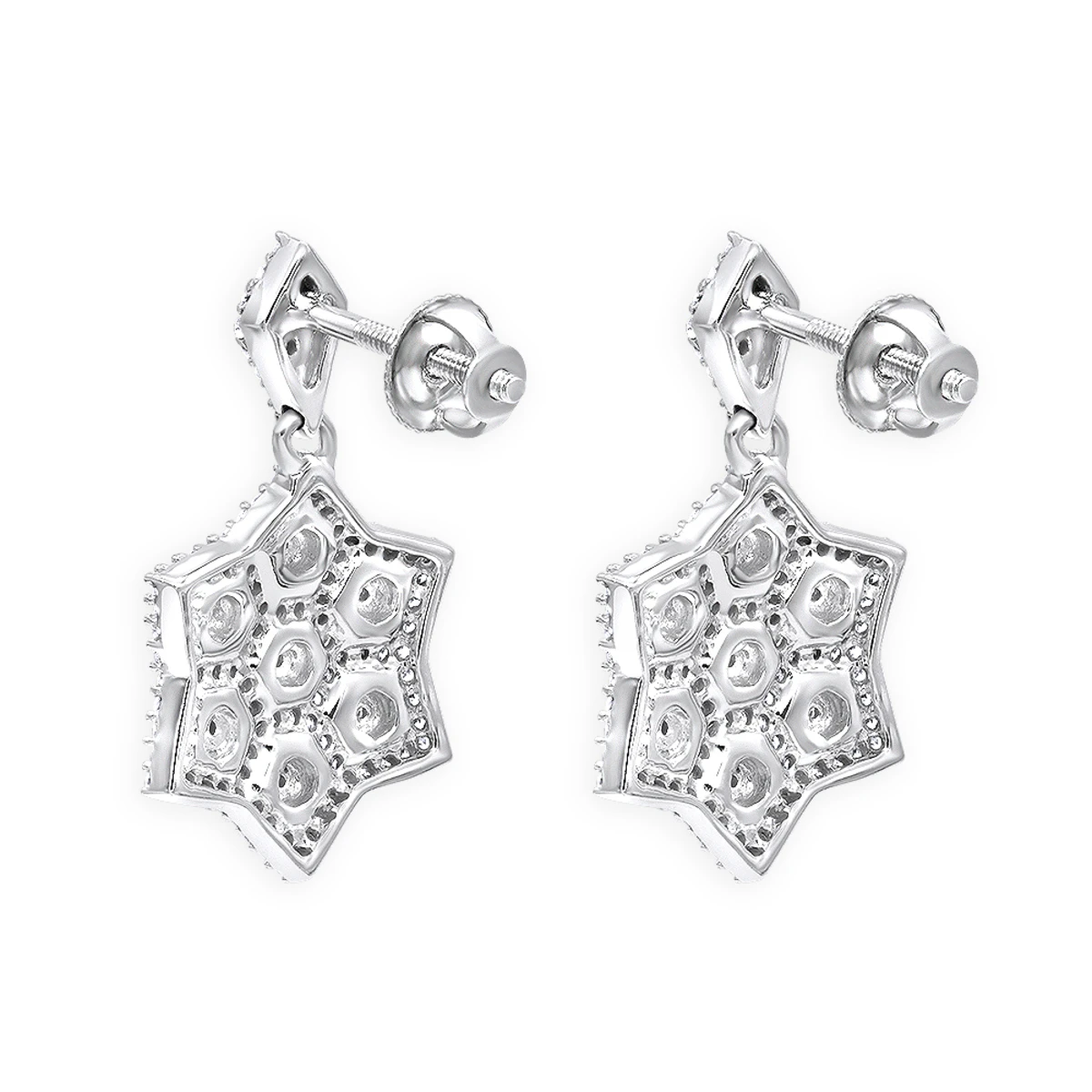 14K White Gold Diamond Star Drop Earrings For Women 0.75ct 6 14K White Gold Diamond Star Drop Earrings For Women 0.75ct - Image 4