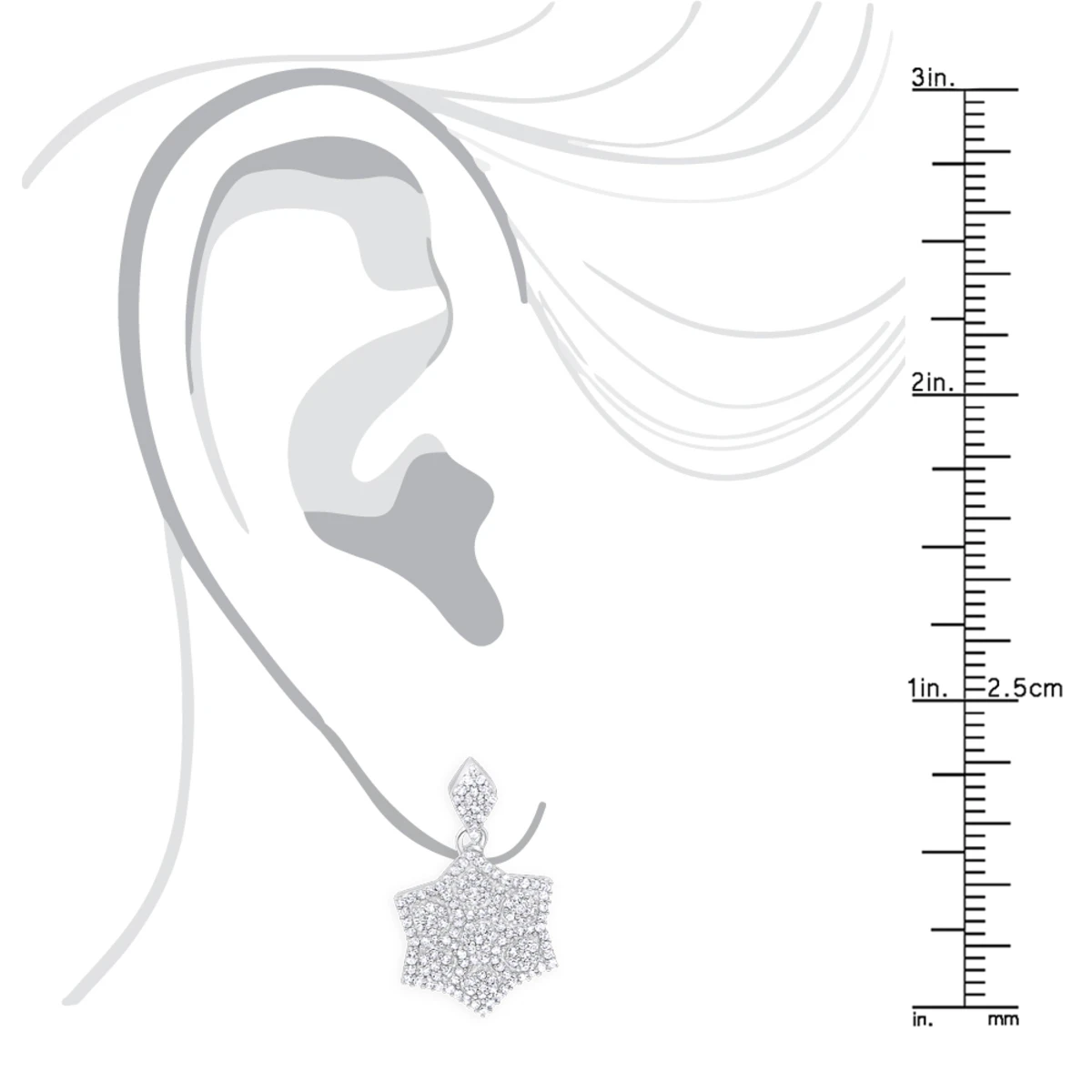 14K White Gold Diamond Star Drop Earrings For Women 0.75ct 7 14K White Gold Diamond Star Drop Earrings For Women 0.75ct - Image 5