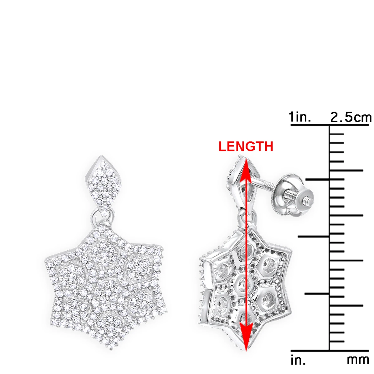 14K White Gold Diamond Star Drop Earrings For Women 0.75ct 8 14K White Gold Diamond Star Drop Earrings For Women 0.75ct - Image 6