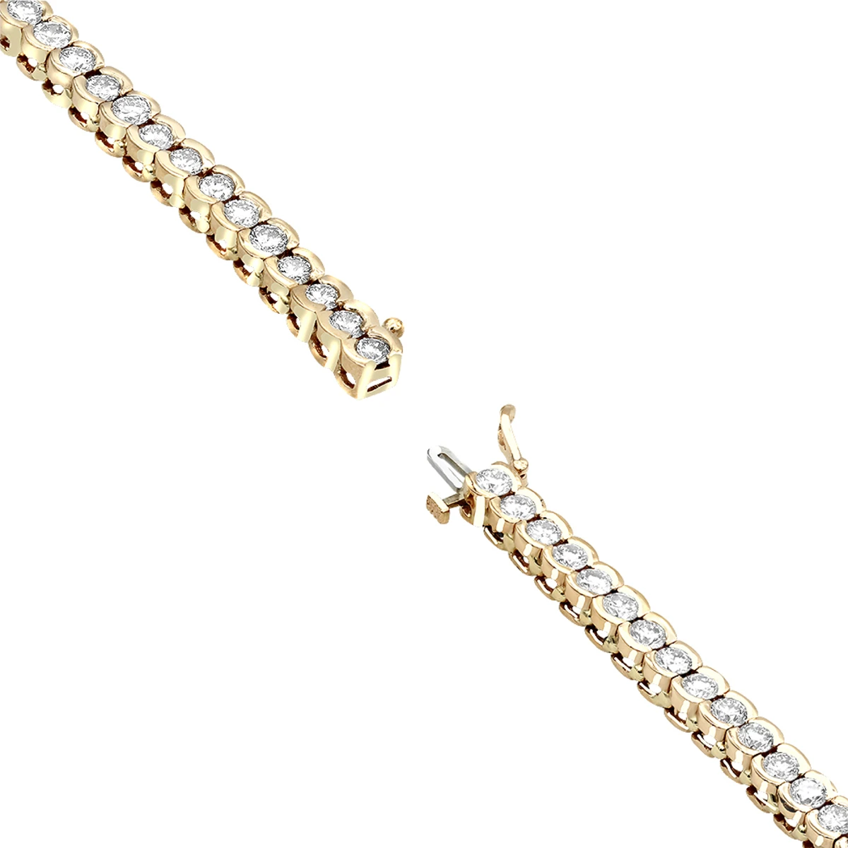 14K Yellow Gold Round Diamond Tennis Bracelet Half Bezel Setting 8ct 6 14K Yellow Gold Round Diamond Tennis Bracelet Half Bezel Setting 8ct - Image 4