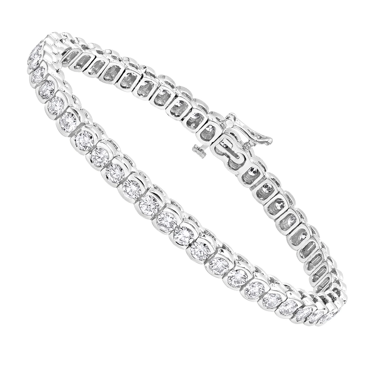 14K Yellow Gold Round Diamond Tennis Bracelet Half Bezel Setting 8ct 4 14K Yellow Gold Round Diamond Tennis Bracelet Half Bezel Setting 8ct - Image 2