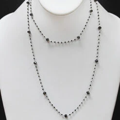 14K White Gold Faceted Black Diamond Bead Necklace Chain 25.25ct 18 14K White Gold Faceted Black Diamond Bead Necklace Chain 25.25ct -Invicta Jewelry Store 14k faceted black diamond bead necklace chain 2525ct p 22559bod
