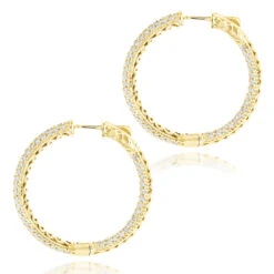 14K White Gold 1 3/8 Inch Diamond Hoop Earrings Inside Out 4.40ct 11 14K White Gold 1 3/8 Inch Diamond Hoop Earrings Inside Out 4.40ct -Invicta Jewelry Store 14k gold 1 inch diamond hoop earrings inside out 440ct p 6283 backye