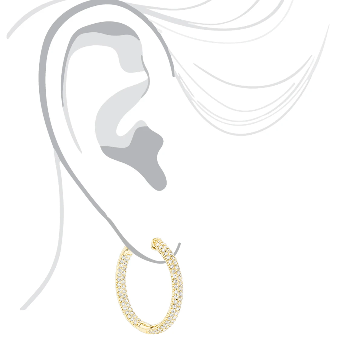 14K White Gold 1 3/8 Inch Diamond Hoop Earrings Inside Out 4.40ct 7 14K White Gold 1 3/8 Inch Diamond Hoop Earrings Inside Out 4.40ct - Image 5