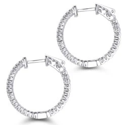 14K White Gold 1 Inch Inside Out Diamond Hoop Earrings 0.6ct By Luxurman 11 14K White Gold 1 Inch Inside Out Diamond Hoop Earrings 0.6ct By Luxurman -Invicta Jewelry Store 14k gold 1 inch inside out diamond hoop earrings 06ct by luxurman backwh