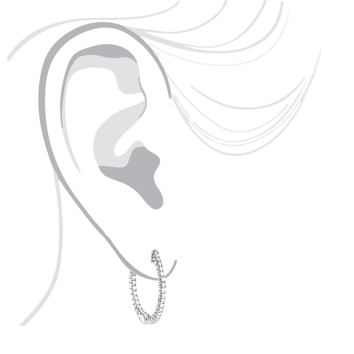 14K White Gold 1 Inch Inside Out Diamond Hoop Earrings 0.6ct By Luxurman 7 14K White Gold 1 Inch Inside Out Diamond Hoop Earrings 0.6ct By Luxurman - Image 5