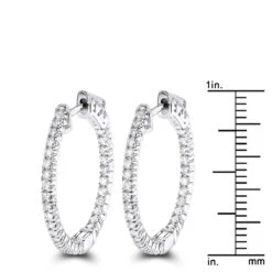14K White Gold 1 Inch Inside Out Diamond Hoop Earrings 0.6ct By Luxurman 13 14K White Gold 1 Inch Inside Out Diamond Hoop Earrings 0.6ct By Luxurman -Invicta Jewelry Store 14k gold 1 inch inside out diamond hoop earrings 06ct by luxurman rulerwh