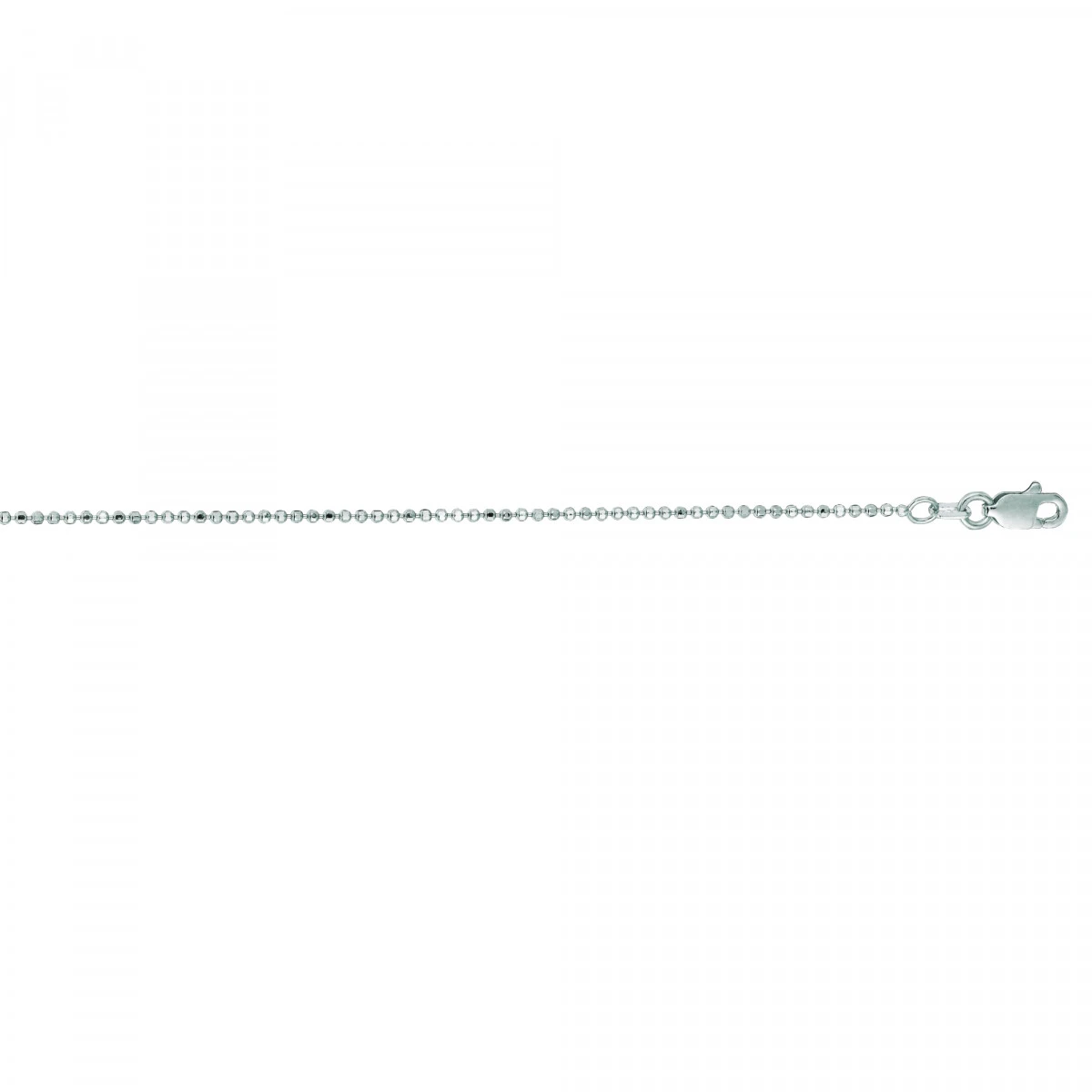 14K White Gold Bead Dog Tag Chain For Men & Women Diamond Cut 1.2mm 3 14K White Gold Bead Dog Tag Chain For Men & Women Diamond Cut 1.2mm