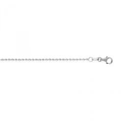 14K White Gold Bead Dog Tag Chain For Women 1.5mm Wide