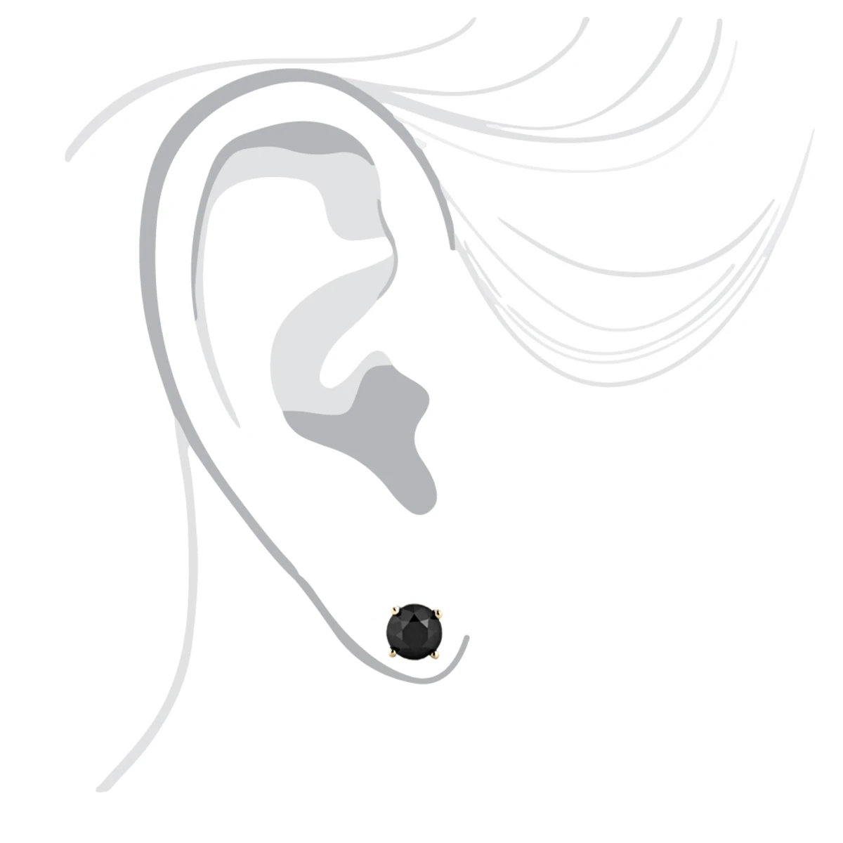 14K Yellow Gold Black Diamond Earrings Prong Set Studs 1.25ct 6 14K Yellow Gold Black Diamond Earrings Prong Set Studs 1.25ct - Image 4