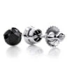 14K White Gold Black Diamond Stud Earrings Bezel Set 0.75ct