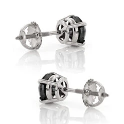 14K White Gold Black Diamond Stud Earrings Prong Set 2.00ct -Invicta Jewelry Store 14k gold black diamond stud earrings prong set 200ct p 6058 backwh
