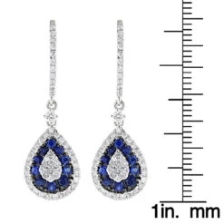 14K White Gold Blue Sapphire And White Diamond Drop Earrings For Women 2 Carats 13 14K White Gold Blue Sapphire And White Diamond Drop Earrings For Women 2 Carats -Invicta Jewelry Store 14k gold blue sapphire and white diamond drop earrings for women 2 carats ruler