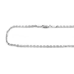 14K White Gold Cable Chain, 20 -40 Inches Long 2mm Wide.