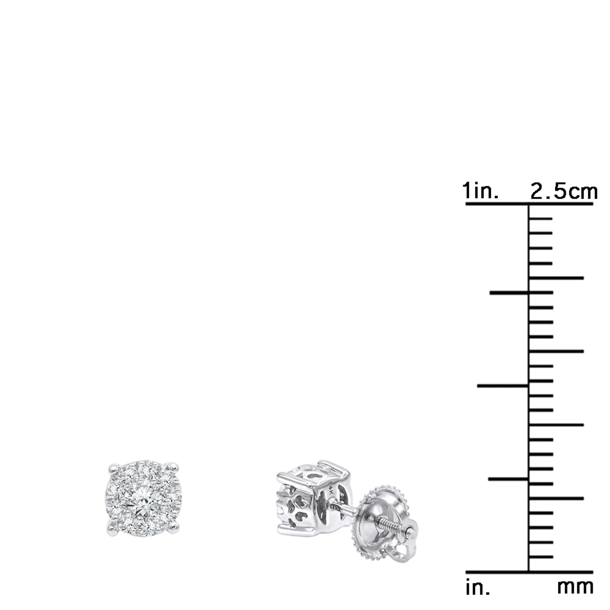 14K White Gold Cluster Diamond Stud Earrings 0.35ct By Luxurman 8 14K White Gold Cluster Diamond Stud Earrings 0.35ct By Luxurman - Image 6